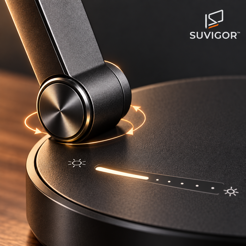 Suvigor™ Magnetic Wireless Charging LED Desk Lamp, 360° Rotating Multi-Functional Reading Light with Stepless Dimming