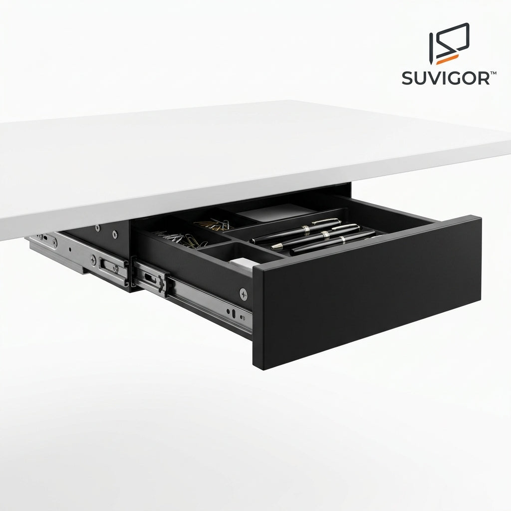 Suvigor™ Under-Desk Hidden Keyboard Drawer & Storage Box, Slide-Out Under-Table Organizer Tray for Office Supplies