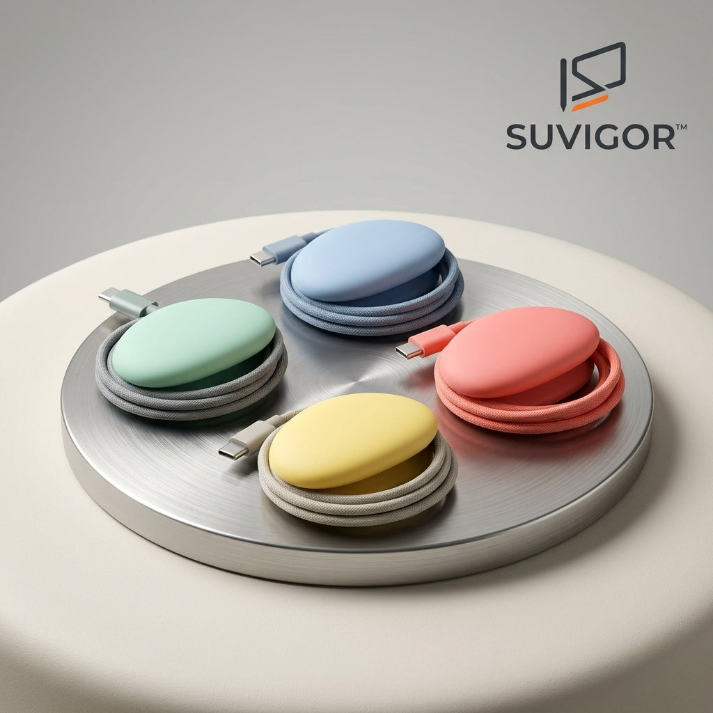 Suvigor™ Magnetic Silicone Cable Organizer, Desktop Cord Holder & Wire Management Clips for USB Charger & Charging Cables