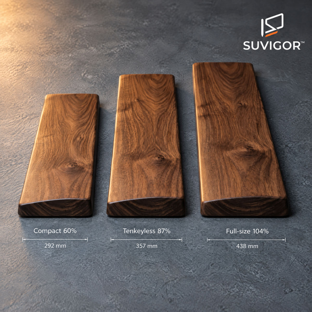 Suvigor™ Ergonomic Solid Walnut Keyboard Wrist Rest, Wooden Palm Rest Support for Mechanical & Gaming Keyboards