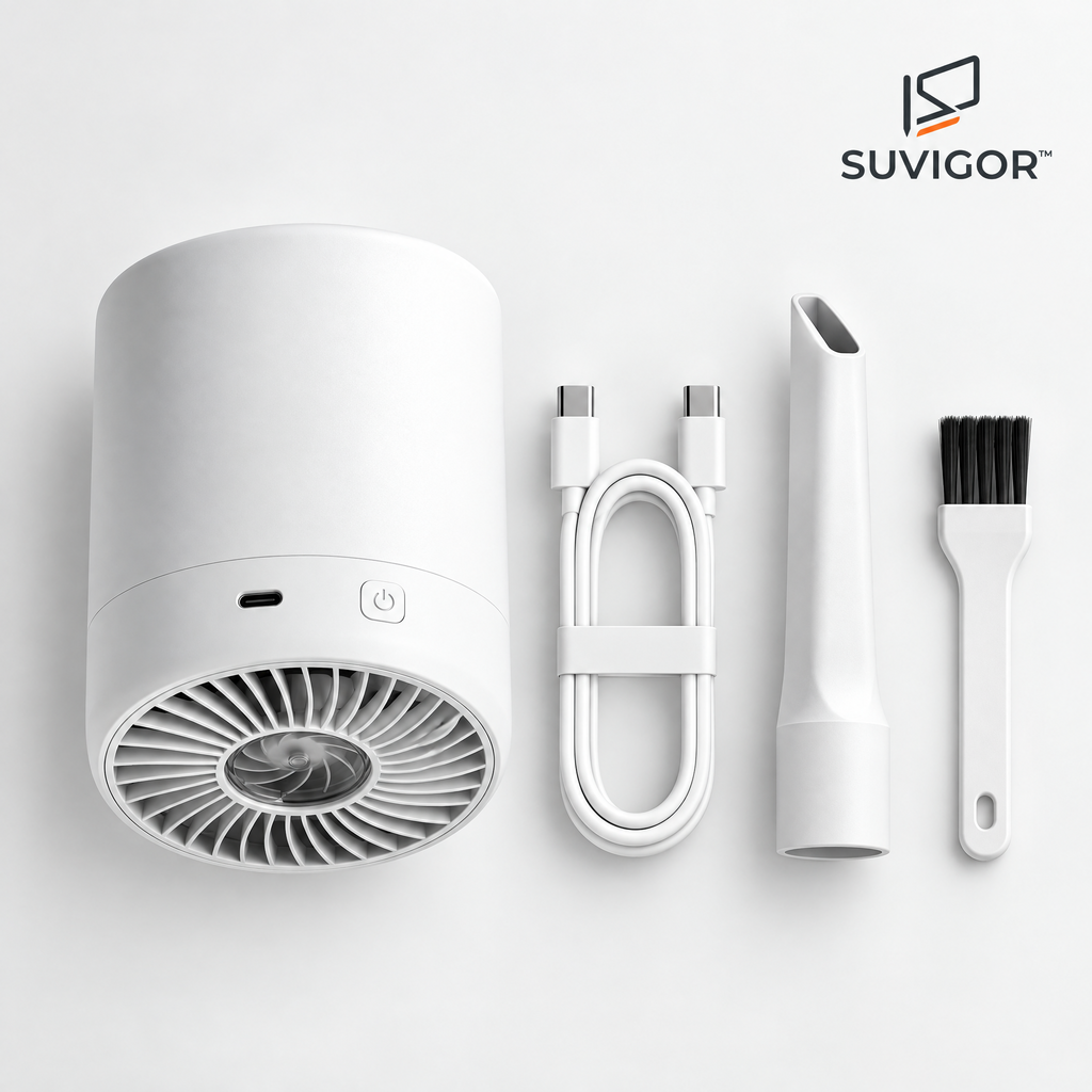Suvigor™ Mini Cordless Desktop Vacuum Cleaner, Portable Rechargeable Handheld Dust Sweeper & Keyboard Cleaner for Desk, Crumbs & Office
