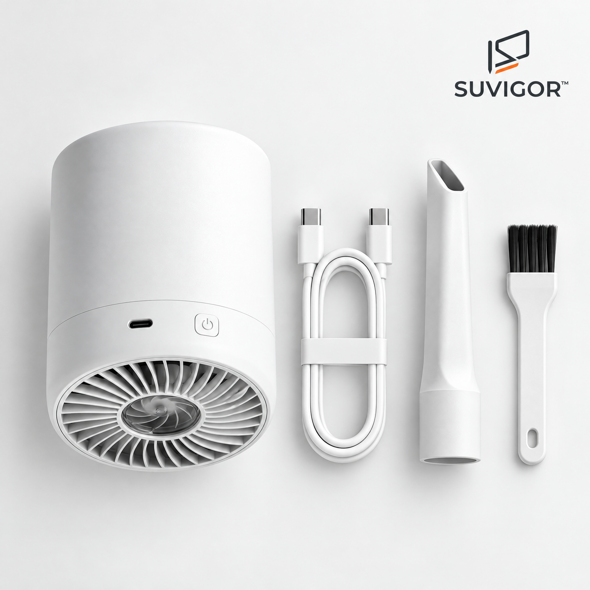Suvigor™ Mini Cordless Desktop Vacuum Cleaner, Portable Rechargeable Handheld Dust Sweeper & Keyboard Cleaner for Desk, Crumbs & Office