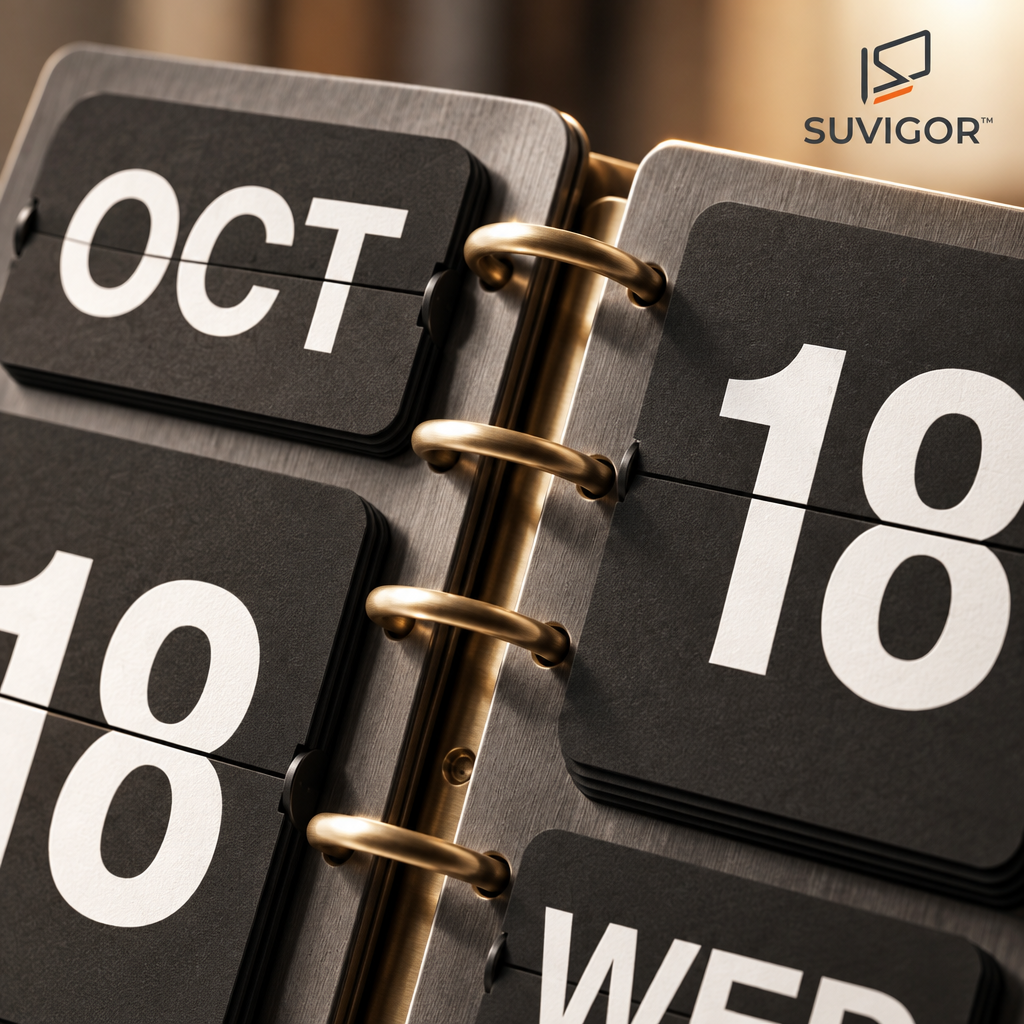 Suvigor™ Minimalist Metal Flip Perpetual Calendar, Modern Desktop Calendar & Date Display for Office & Home Desk Decor