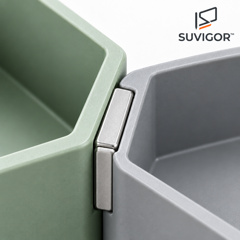 Suvigor™ Magnetic Modular Desk Organizer Set, Stackable Interlocking Desktop Storage Trays with Strong Magnets for Office Supplies & Stationery