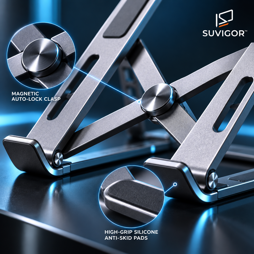 Suvigor™ Modern Magnetic Foldable Laptop Stand | Ultra-Slim Portable Desktop Riser