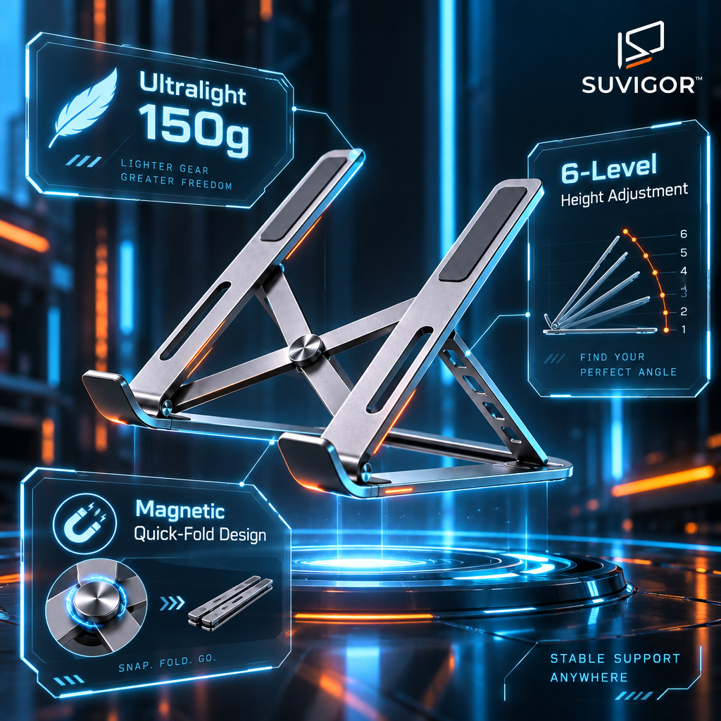 Suvigor™ Modern Magnetic Foldable Laptop Stand | Ultra-Slim Portable Desktop Riser