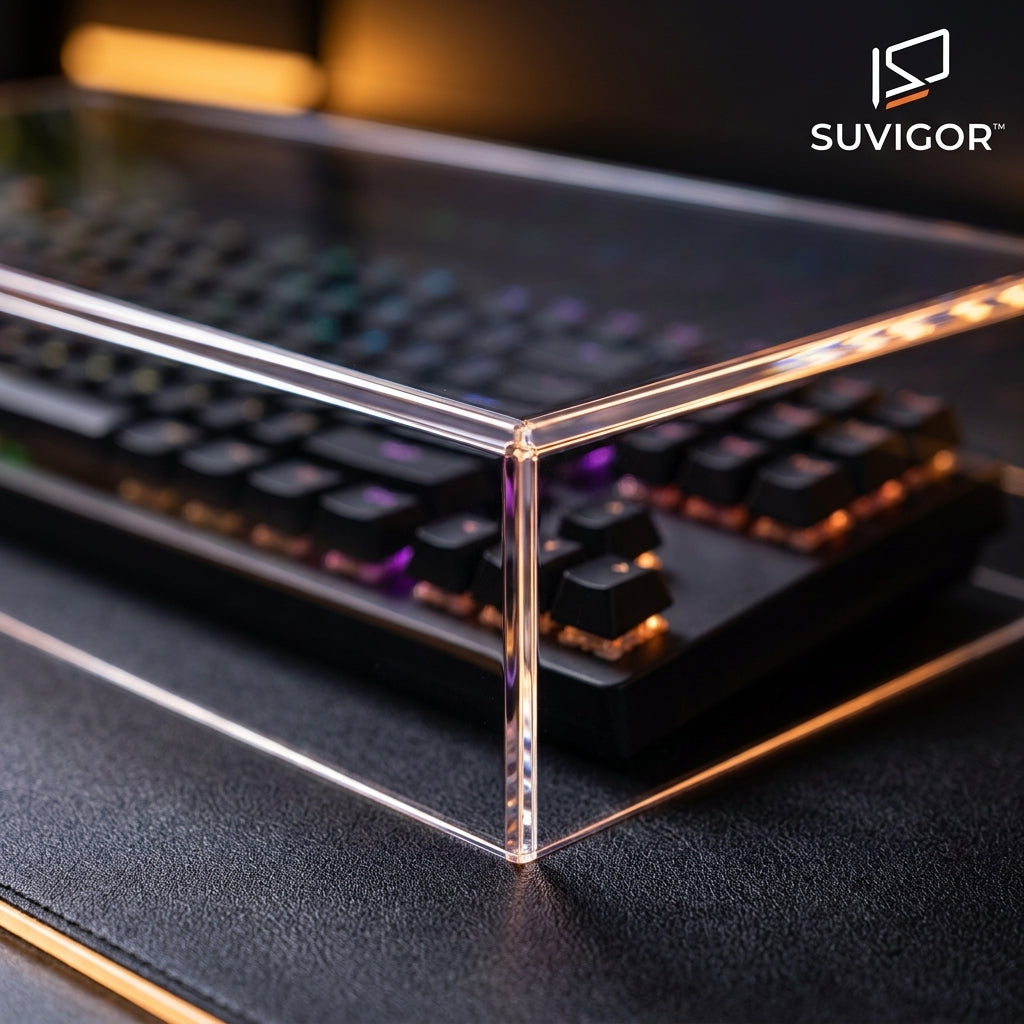 Suvigor™ Minimalist Transparent Acrylic Keyboard Display Case | Stackable Dustproof Storage Box